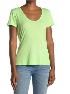 Sundry Women's Green Deep U Neck Short Sleeve Shirt Size 1/S